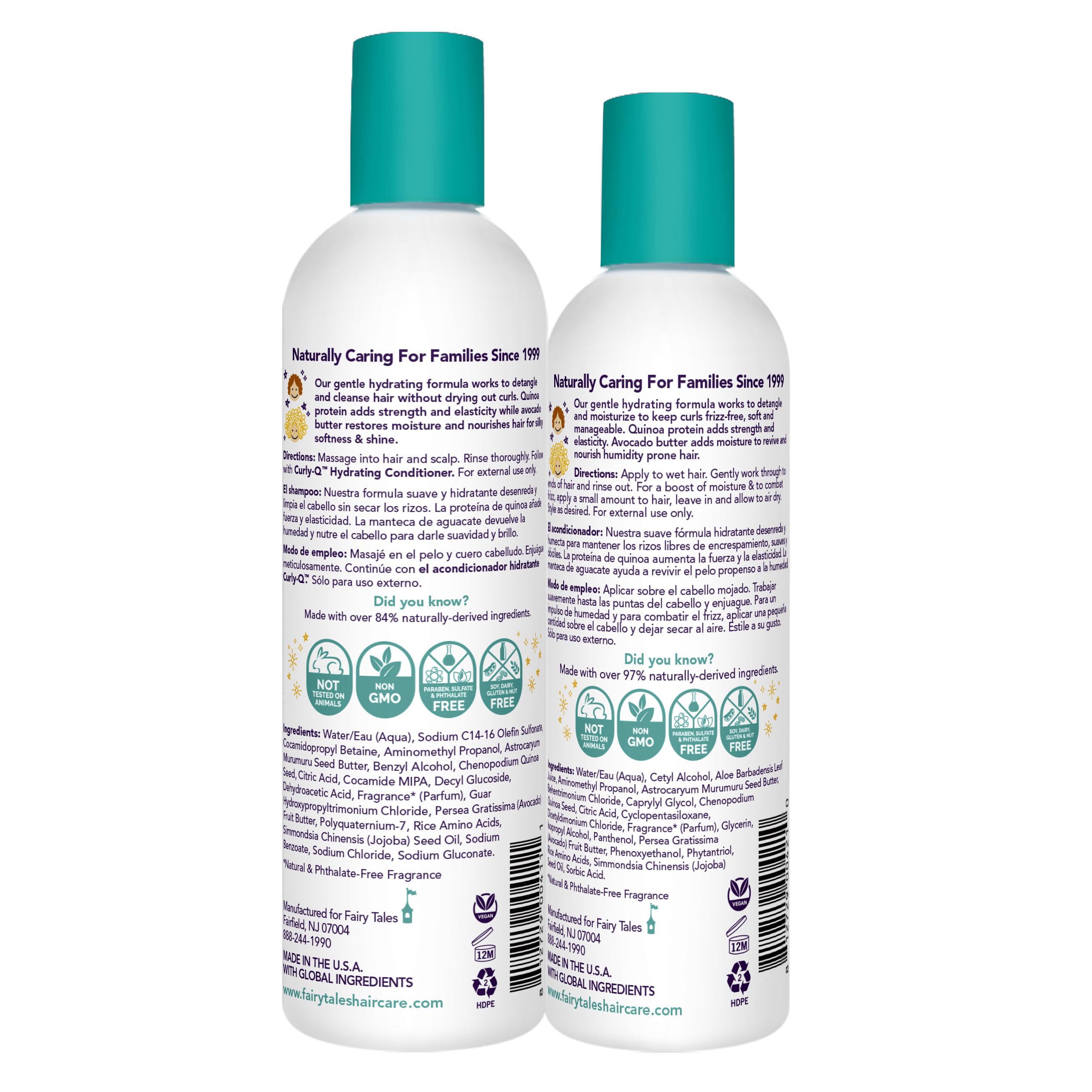 Fairy Tales Curly Q conditioner bottle provides detangling moisture for defined curls.