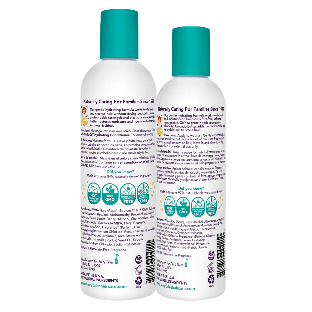 Fairy Tales Curly Q conditioner bottle provides detangling moisture for defined curls.
