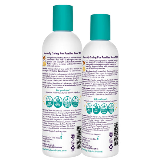 Fairy Tales Curly Q conditioner bottle provides detangling moisture for defined curls.