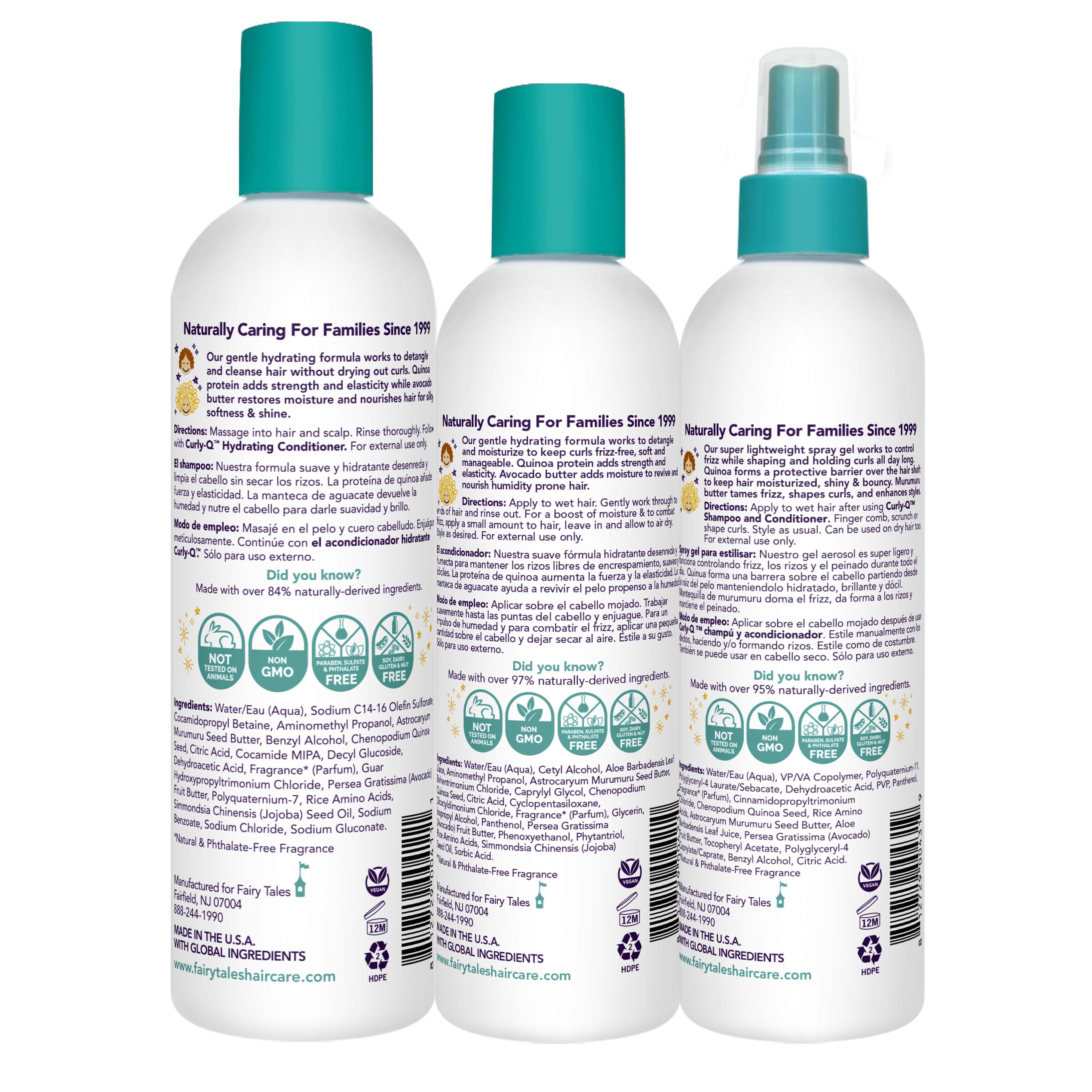 Fairy Tales Curly Q conditioner bottle delivers hydration and detangling for soft curls.