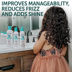 Close-up of Fairy Tales Curly Q shampoo ingredients featuring aloe and murumuru butter.