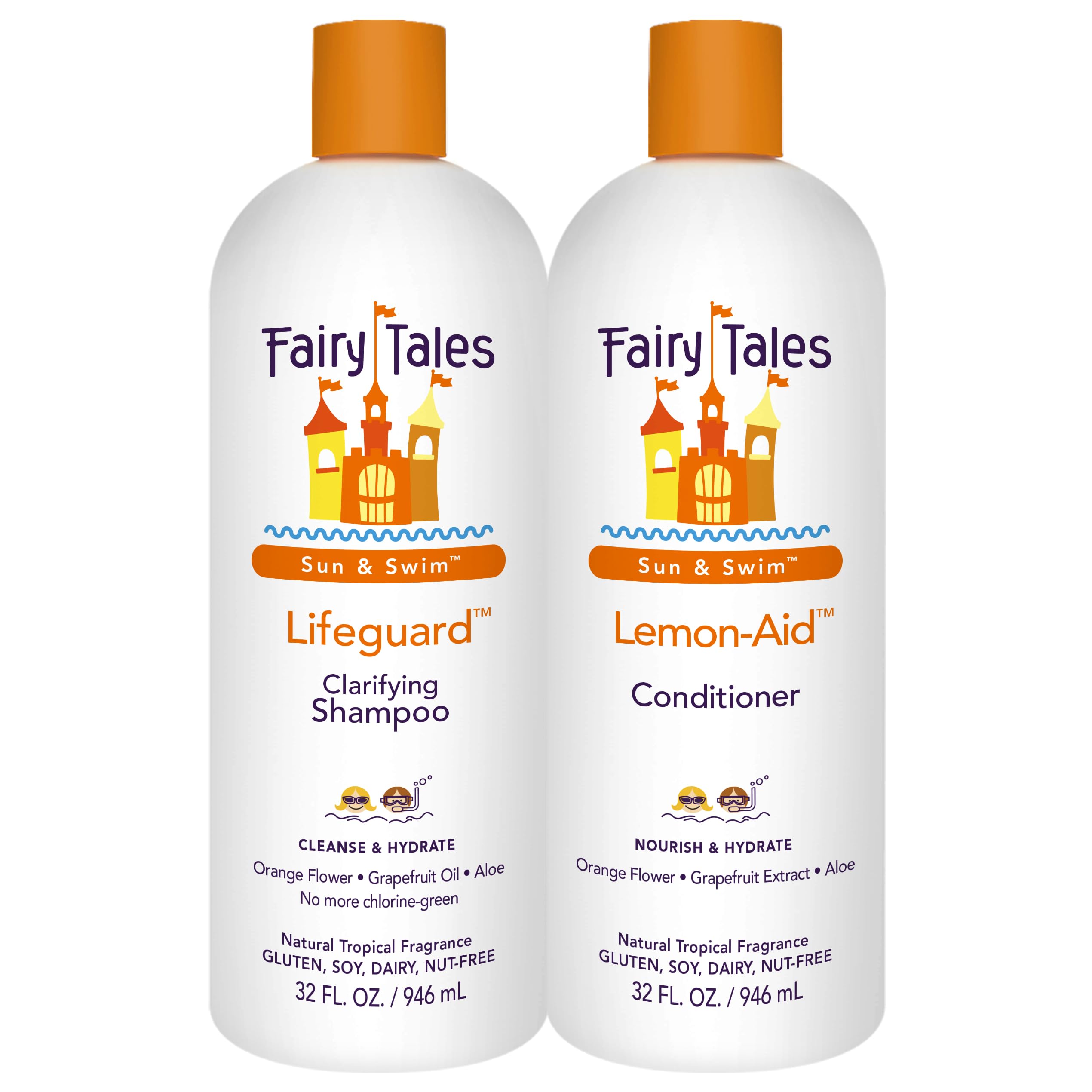 Fairy Tales Swim Shampoo 32oz pour removes chlorine after swimming for kids