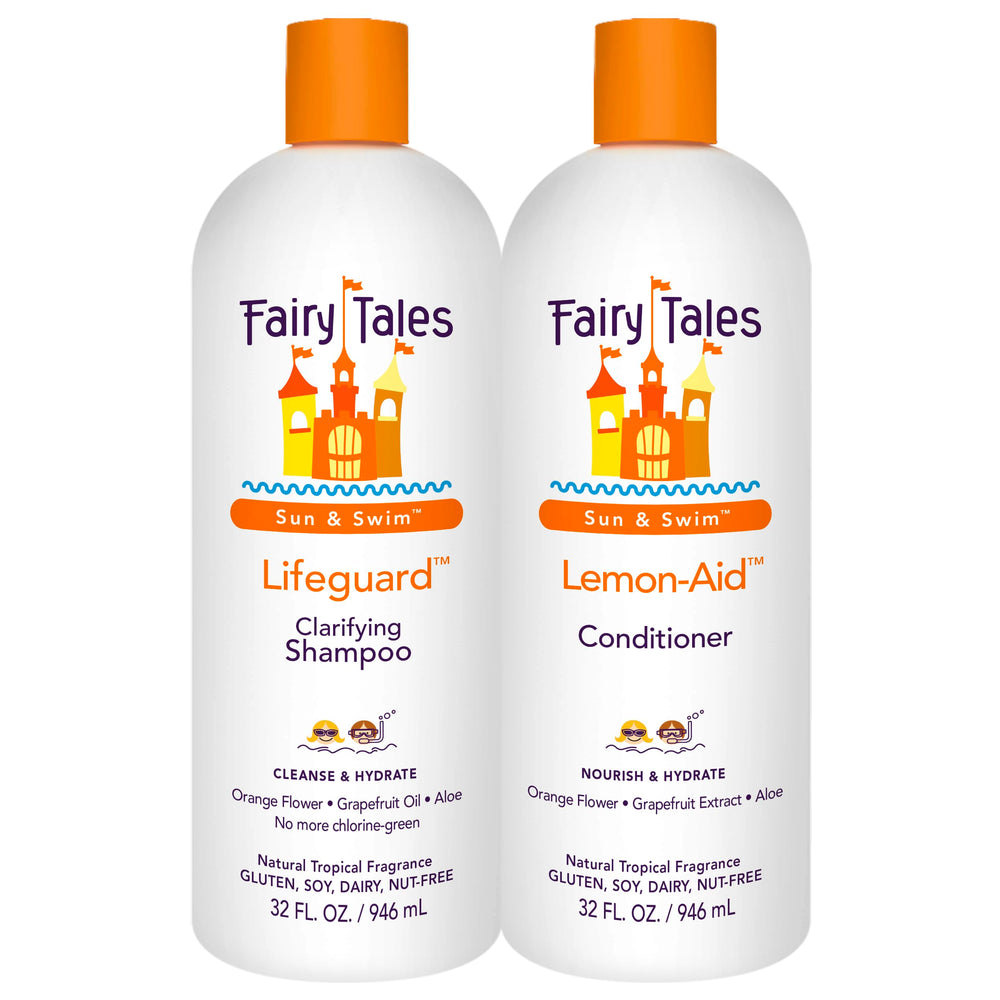 Fairy Tales Swim Shampoo 32oz pour removes chlorine after swimming for kids