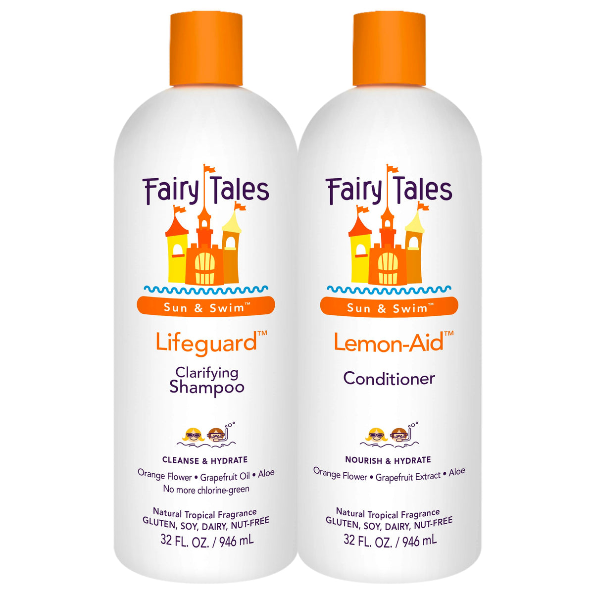 Fairy Tales Swim Shampoo 32oz pour removes chlorine after swimming for kids