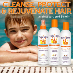 Fairy Tales Swimmer Conditioner being applied to damp kid hair.