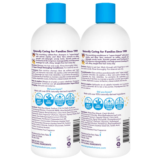 Fairy Tales Tangle Tamer conditioner bottle closeup showing smooth, knot-free styling