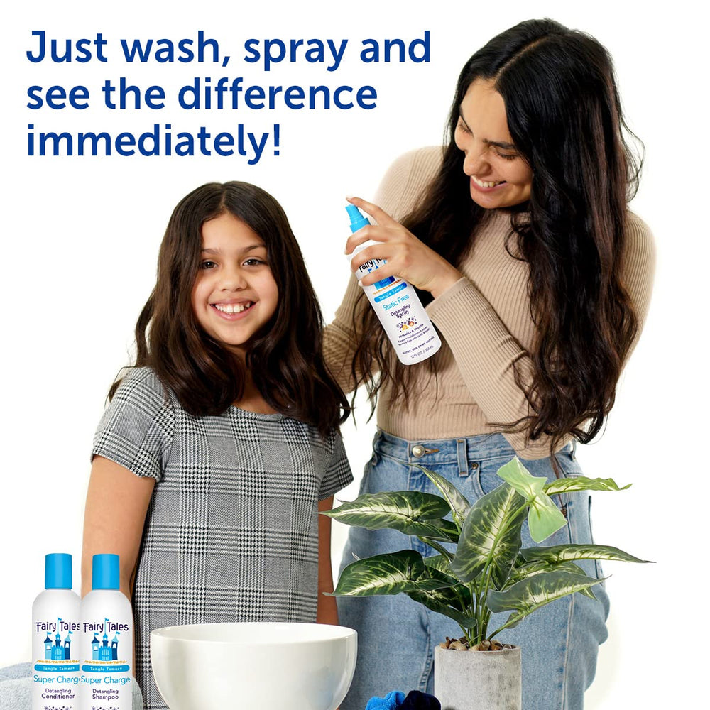 Close look at Fairy Tales label emphasizing sulfate- and paraben-free formula