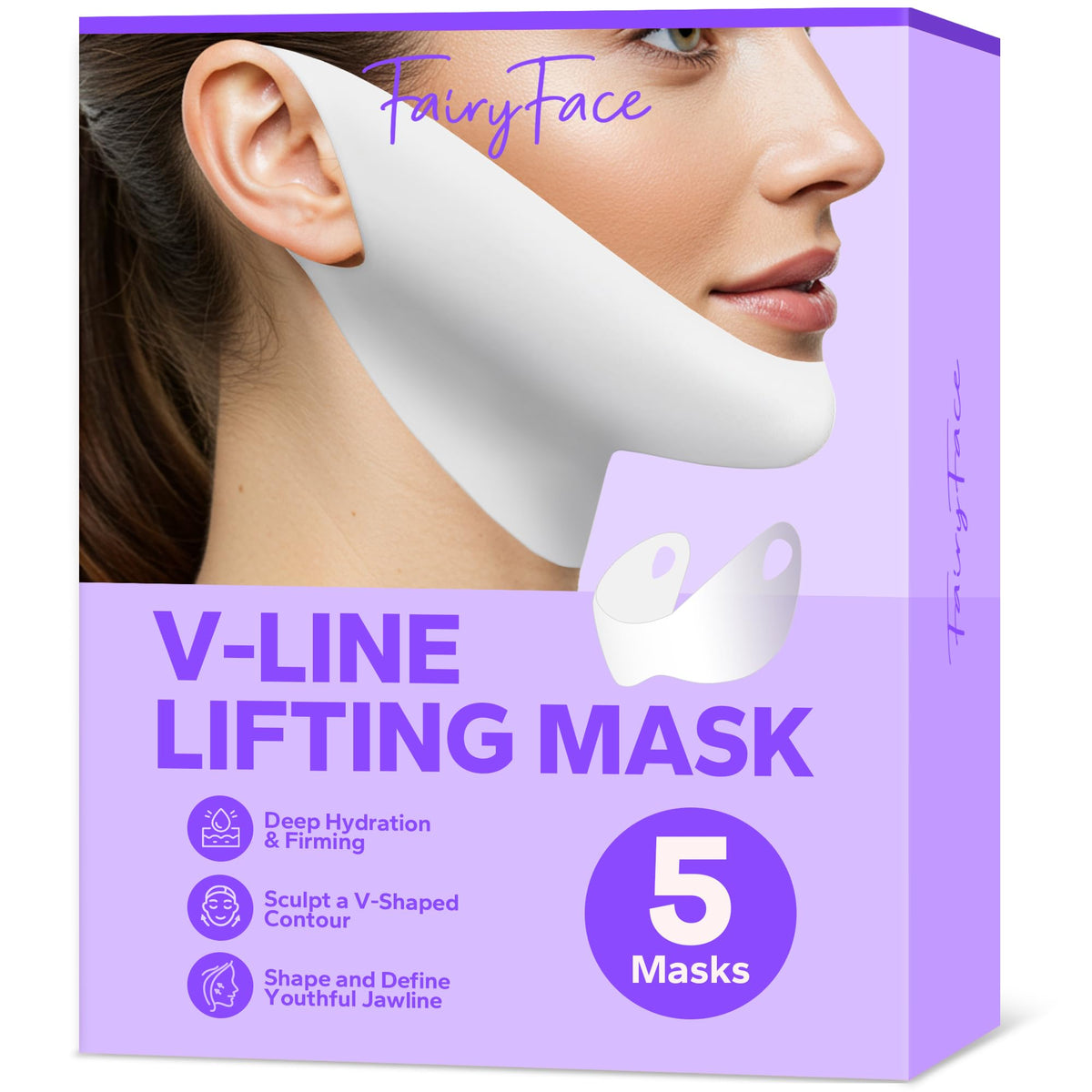 FairyFace V-Line Mask 5-pack box, ideal for easy daily contouring routine.