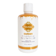 Fake Bake Darker spray tan solution bottle ready for bronzing.
