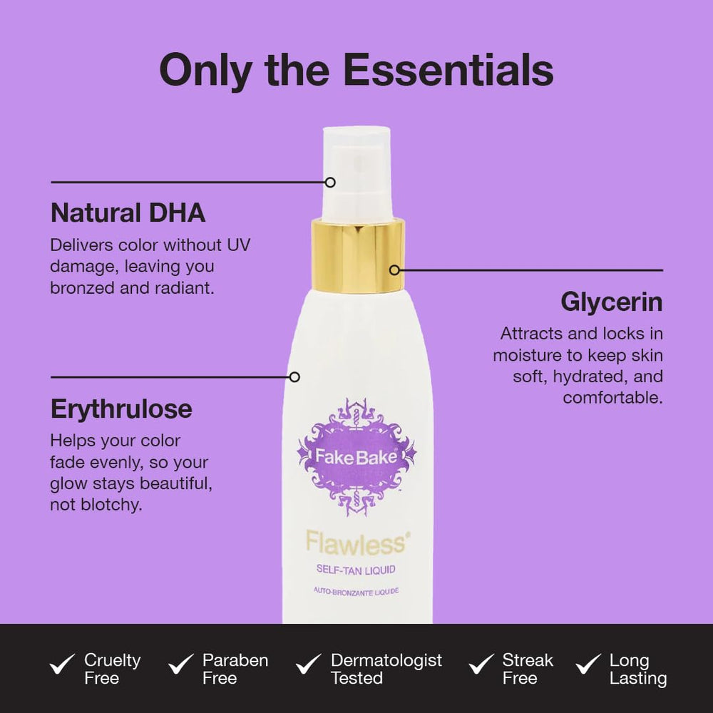 Fake Bake Flawless developing tint creating bronze color over skin