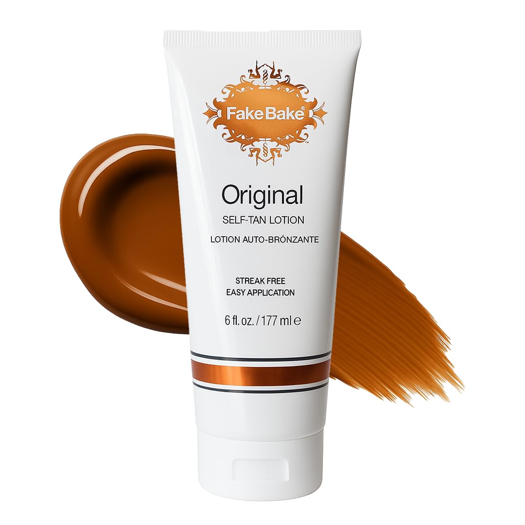 Fake Bake Original Self-Tanning Lotion bottle front with premium branding for a trusted sunless tan.