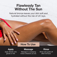 Gloves included with Fake Bake Self-Tanning Lotion for clean, mess-free application.