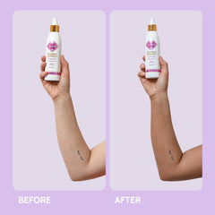 Fake Bake Self Tanning Liquid Flawless Darker being applied for even tone.