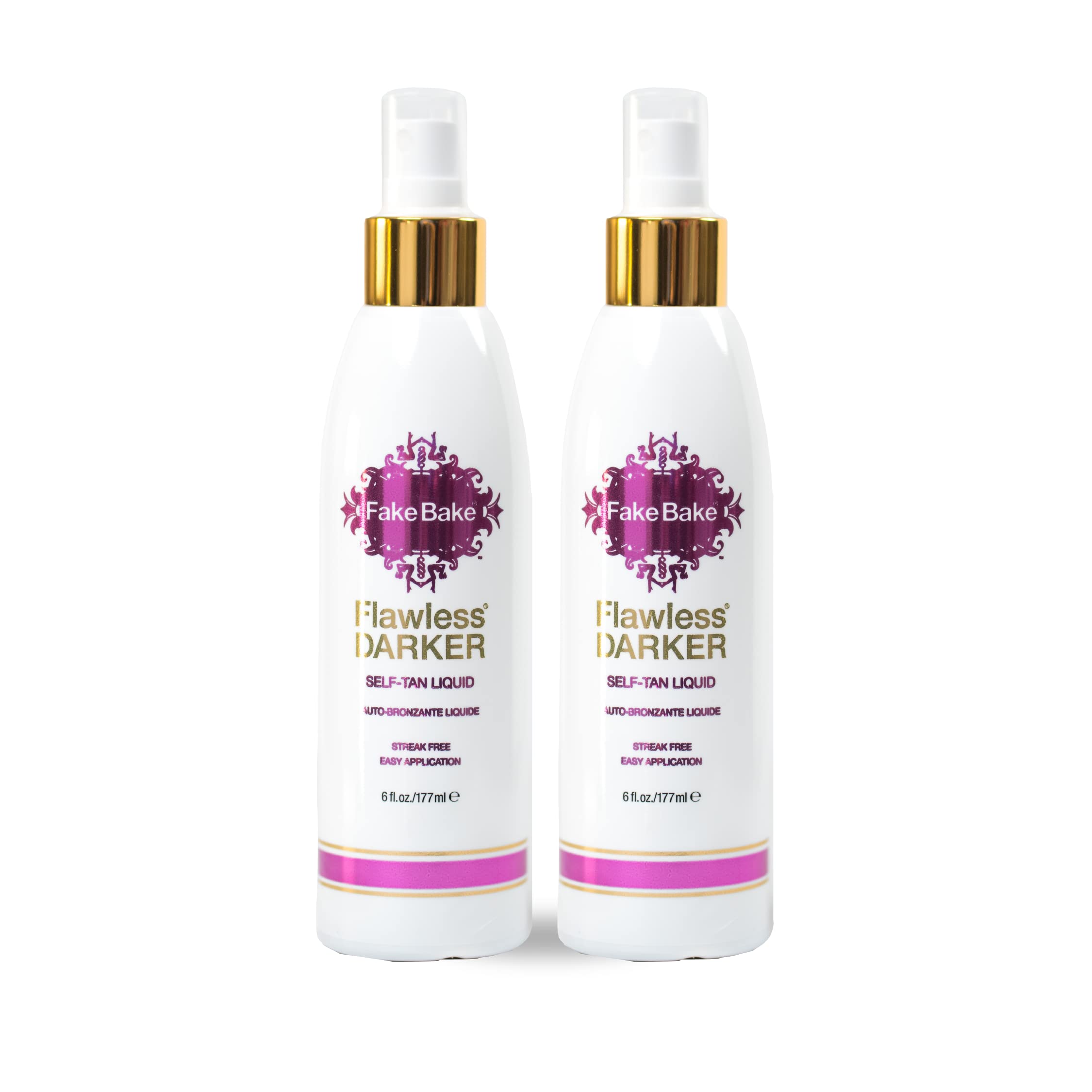Fake Bake Self Tanning Liquid Flawless Darker bottle with color guide for even results.