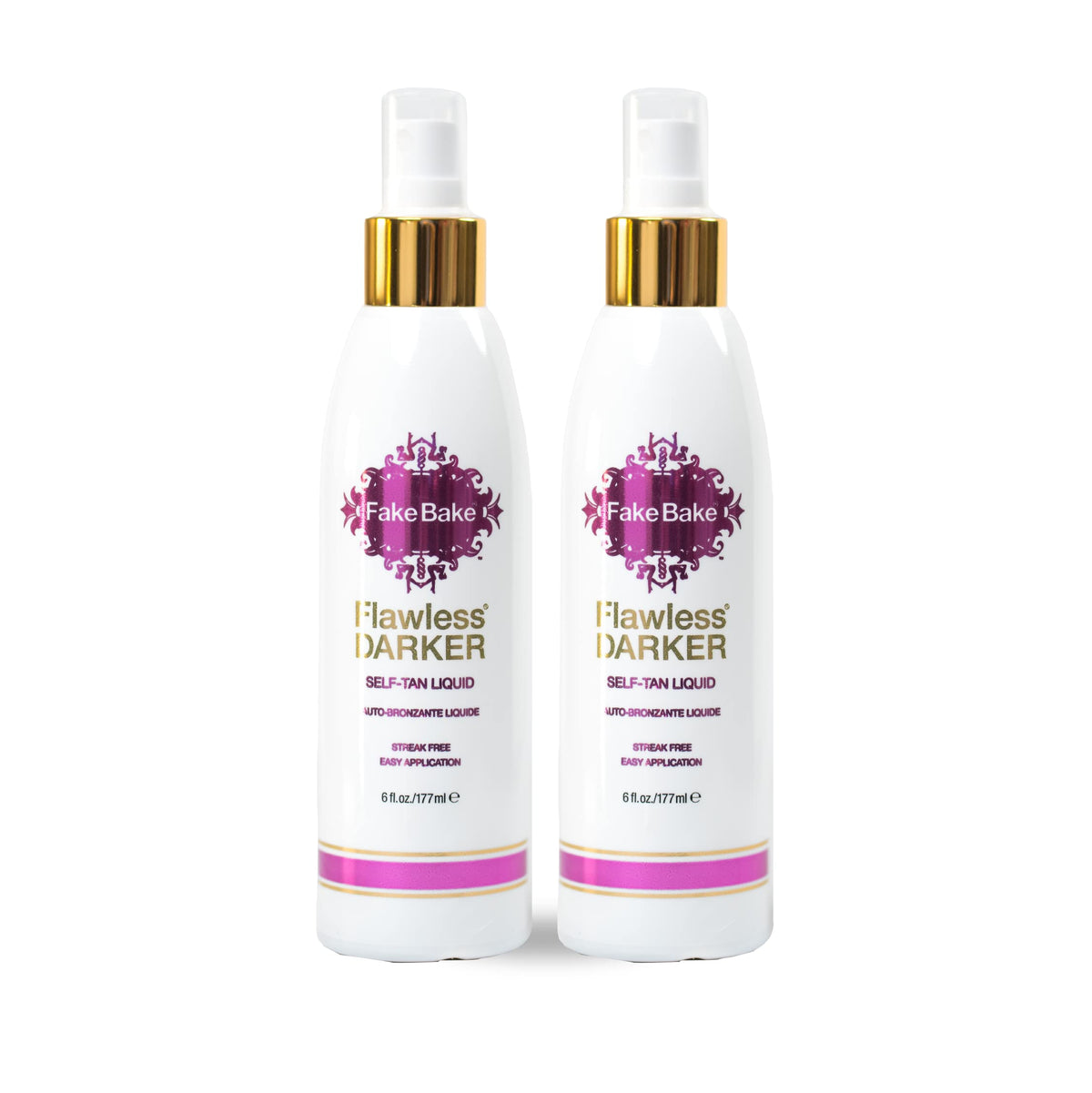 Fake Bake Self Tanning Liquid Flawless Darker bottle with color guide for even results.