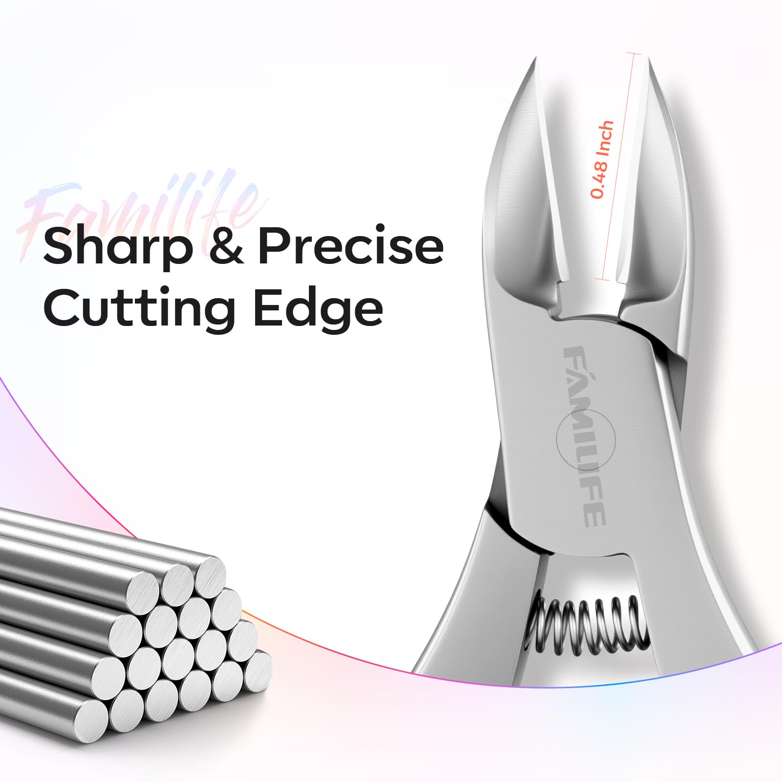 FAMILIFE Cuticle Nippers handle close-up highlighting non-slip grip for steady trimming