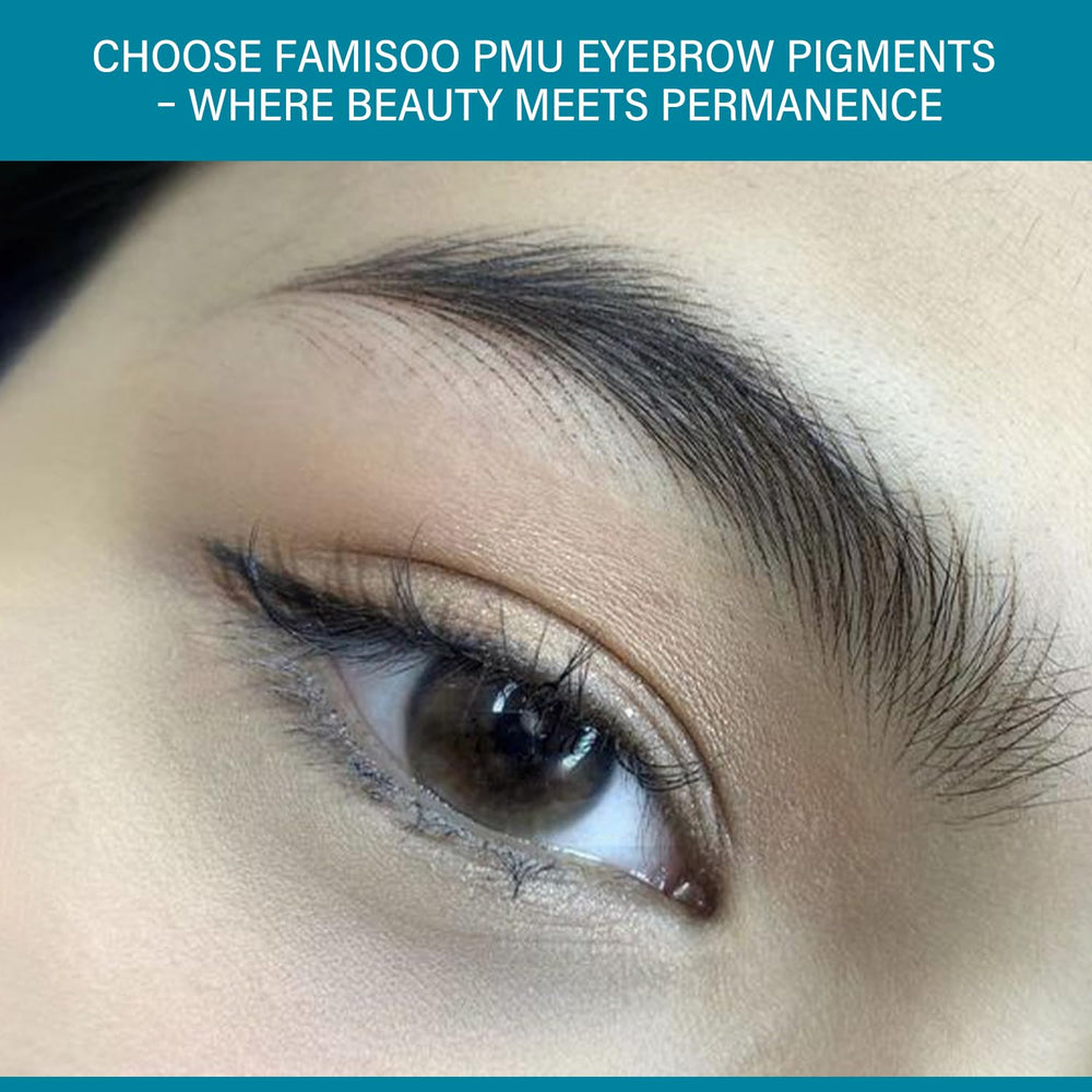 FAMISOO PMU pigments bottle cap close-up shows secure seal
