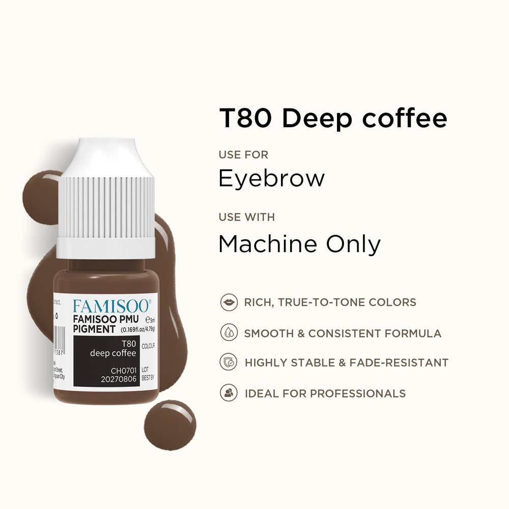 FAMISOO ash brown pigment on skin demonstrating natural brow results