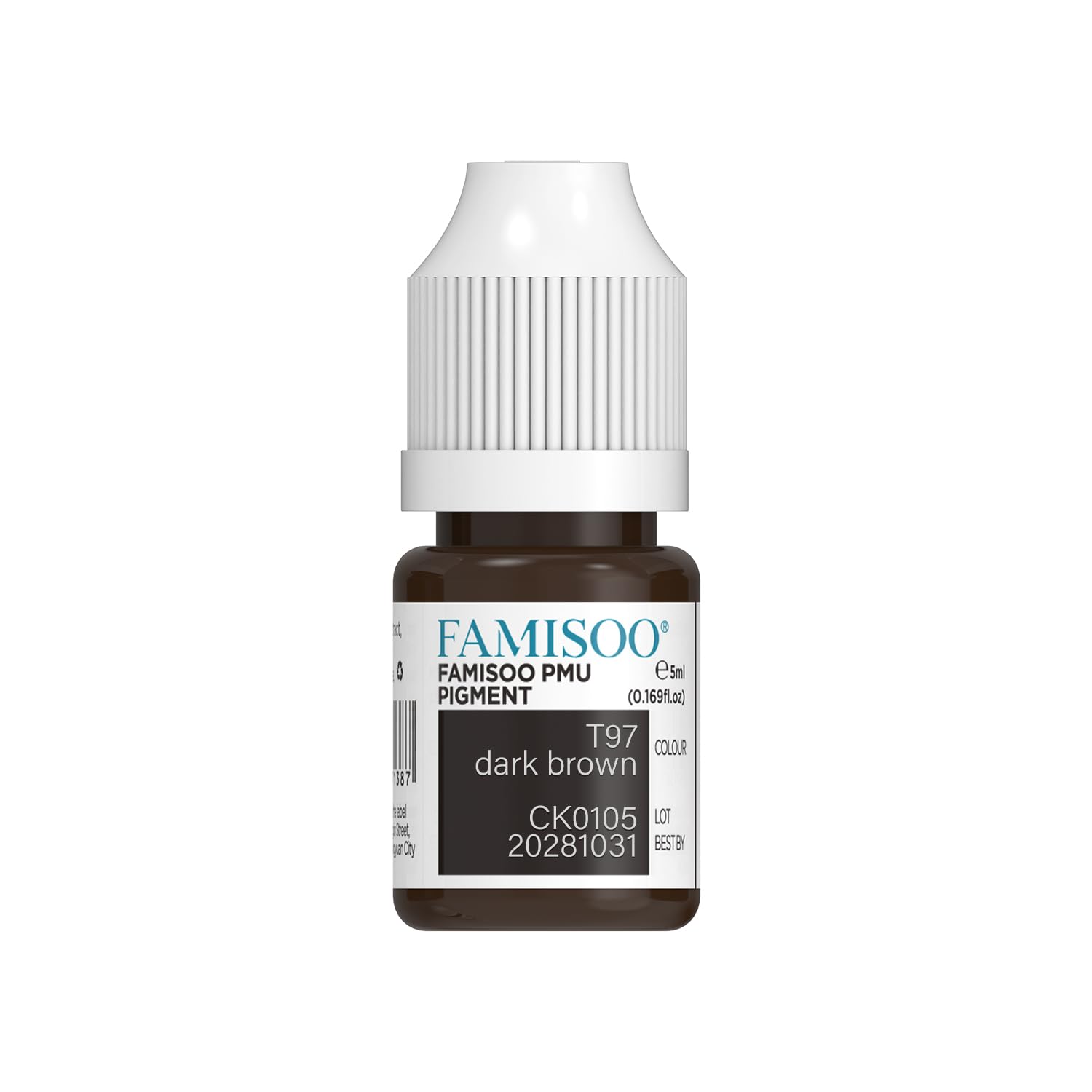 FAMISOO PMU pigments eyebrow dark brown 5ml bottle for precise microblading.