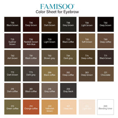 FAMISOO PMU pigments storage and shake-before-use guidance on label.