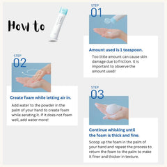 FANCL cleansing powder in water forms a rich foam for effective cleansing