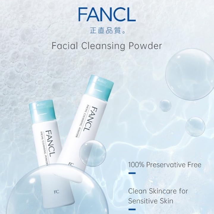 FANCL powder-to-foam cleanser cap illustrating pore-cleansing action