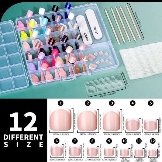 Fandamei French tips toenails for timeless everyday elegance