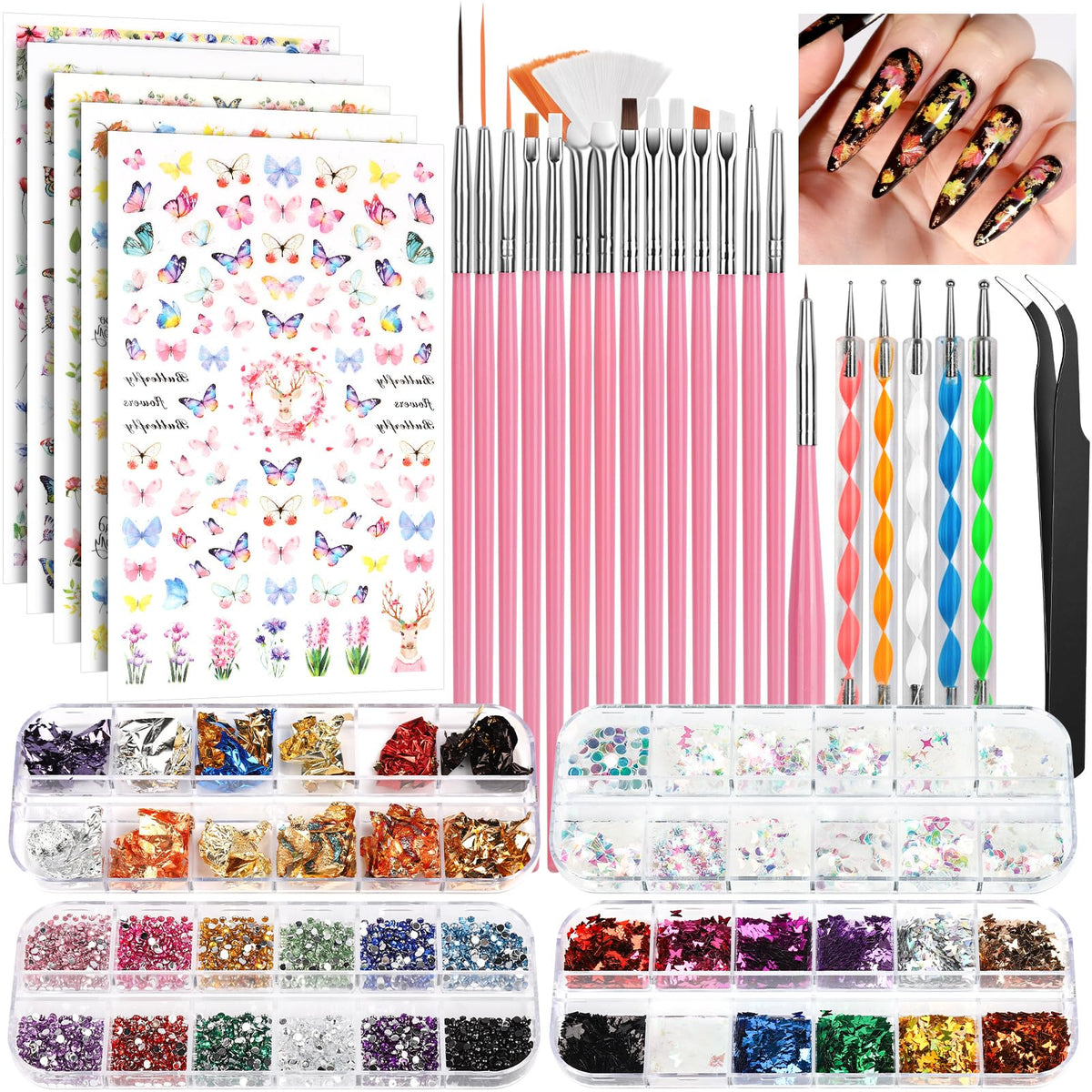 FANDAMEI nail art brushes set for versatile at-home nail design with precise tips