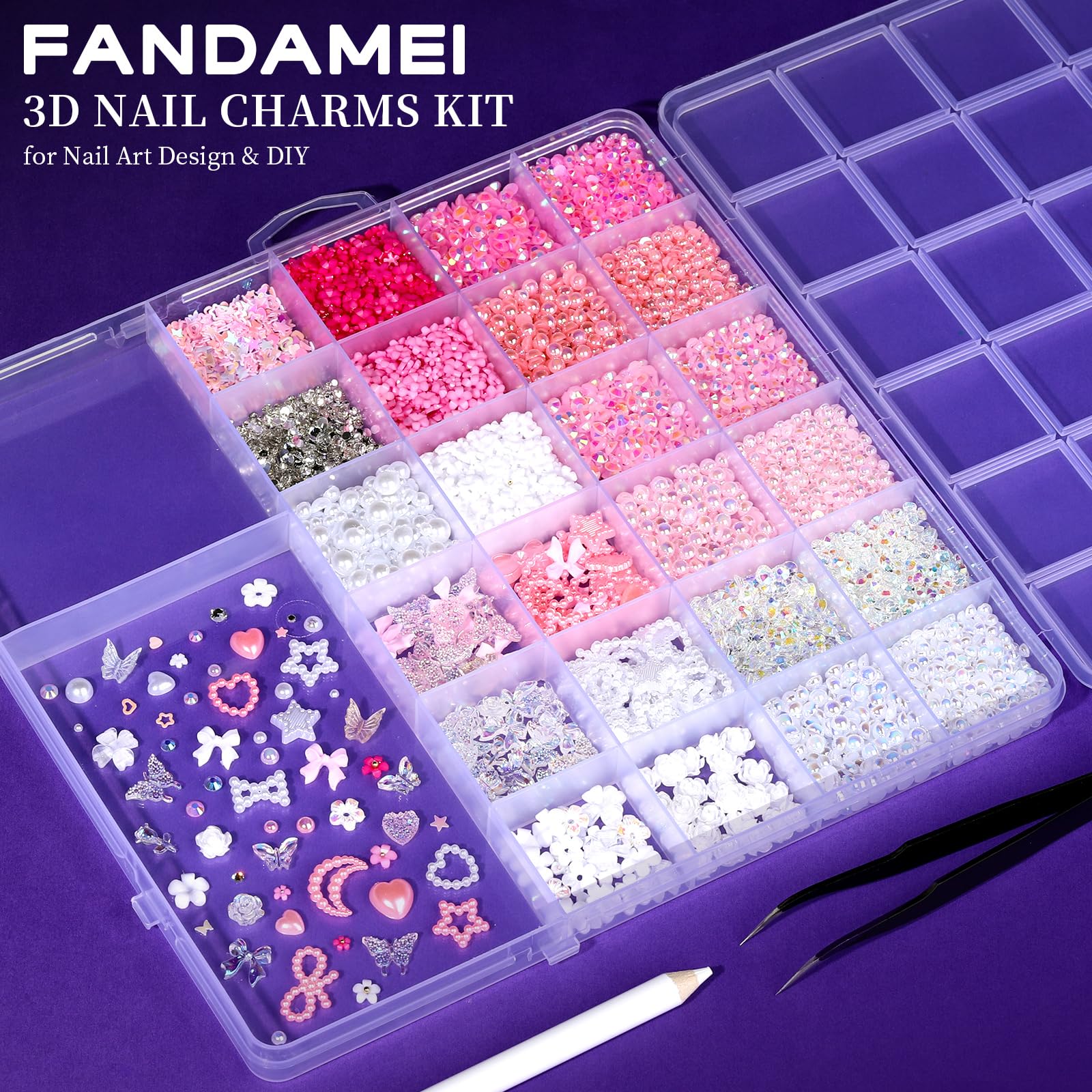 Fandamei pink and clear jelly rhinestones for candy-like accents