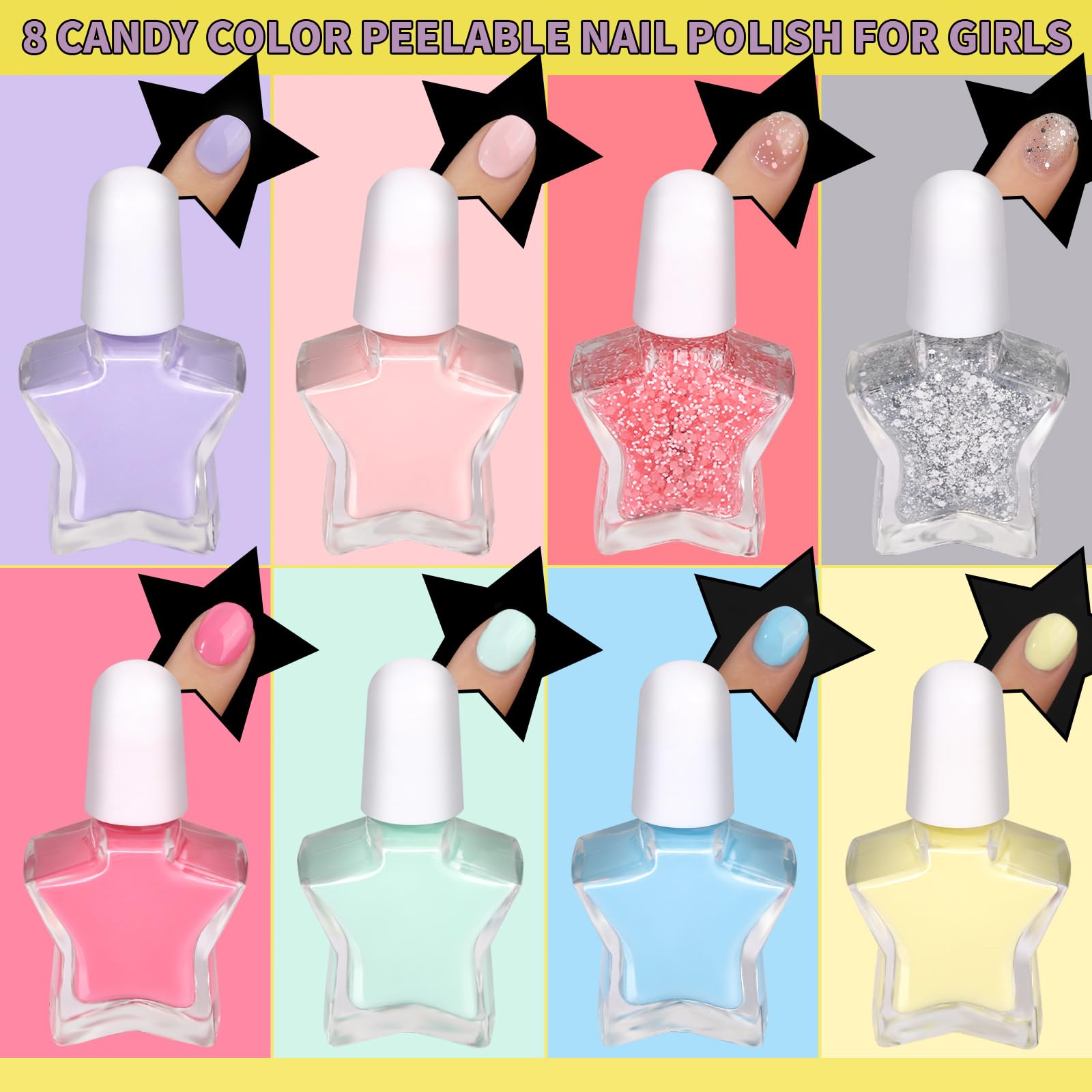 Fandamei kids press-on nails in bright, mess-free styles