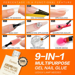 Gel nail glue bonding action on clear tips for strong adhesion with Fanisn.