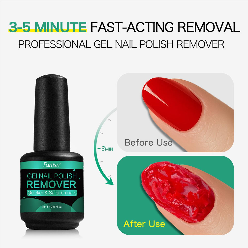 Fanisn remover bottle 15ml two-pack for fast gel removal without soaking