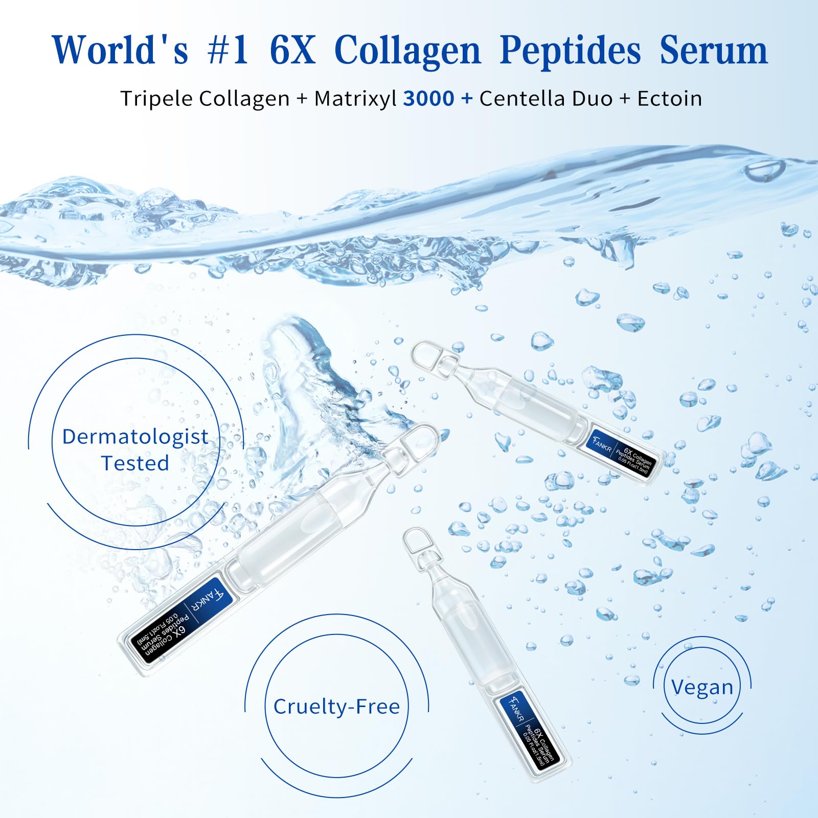 Fankr 6X Collagen Serum single-dose ampoules ready for hygienic use