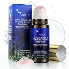 Fankr Cyperus Rotundus Serum Rose Quartz roll-on for precise, cooling post-hair removal care.