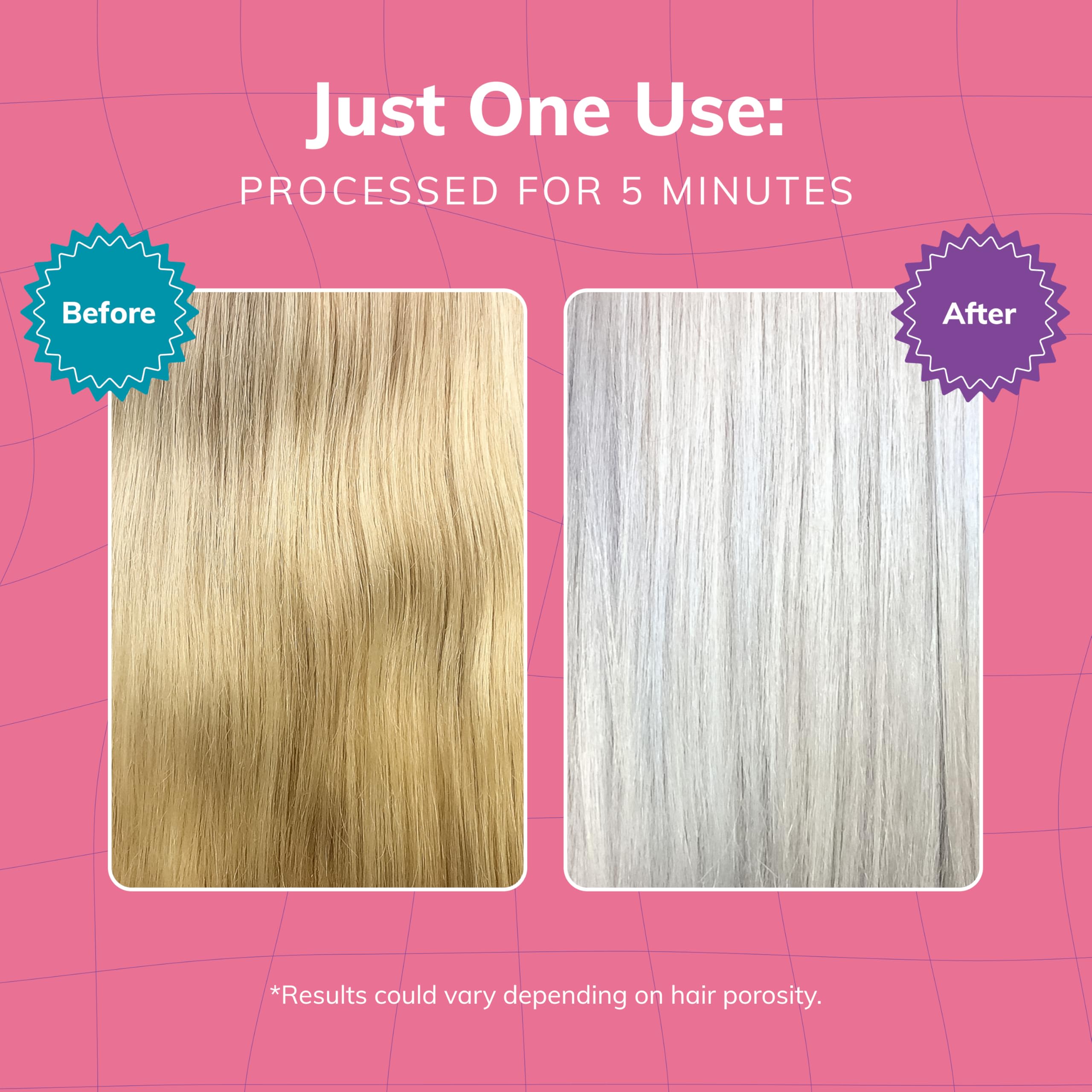Fanola No Yellow applying on wet hair for light toning results.