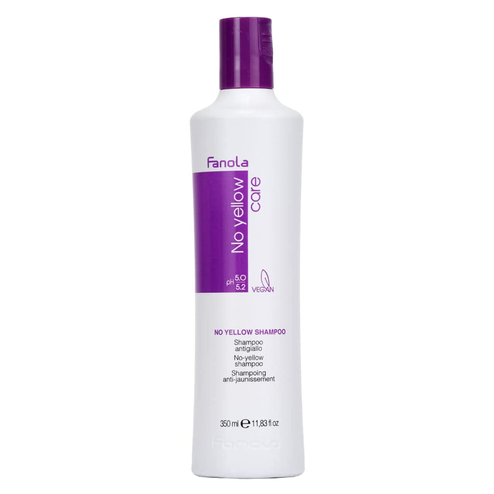 Fanola No Yellow purple shampoo neutralizes brass for brighter blonde tones