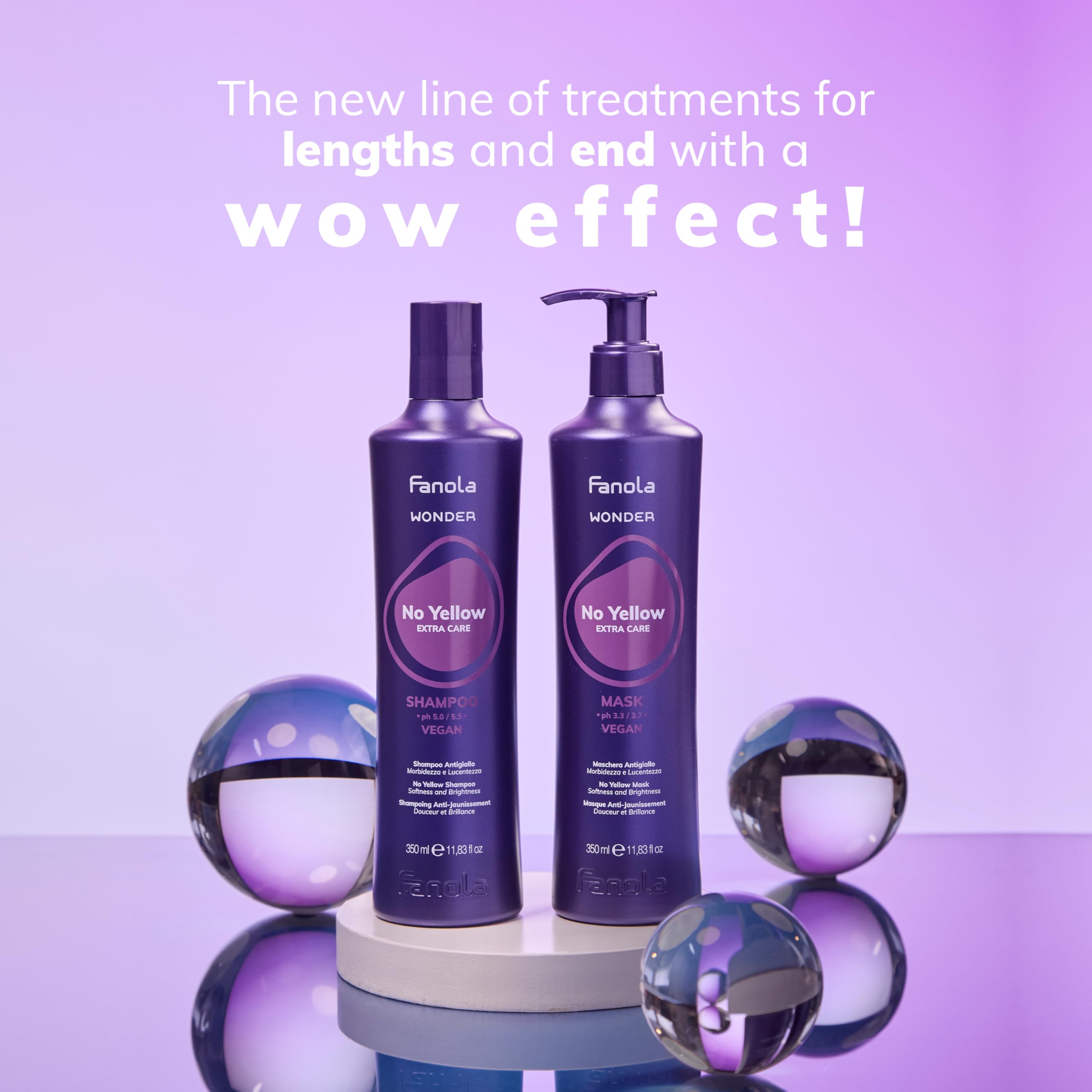 Bottle of Fanola No Yellow Purple Hair Mask with rich violet hue.