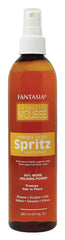 Fantasia Liquid Mousse Spritz Mega Hold bottle showing strong hold and glossy shine.