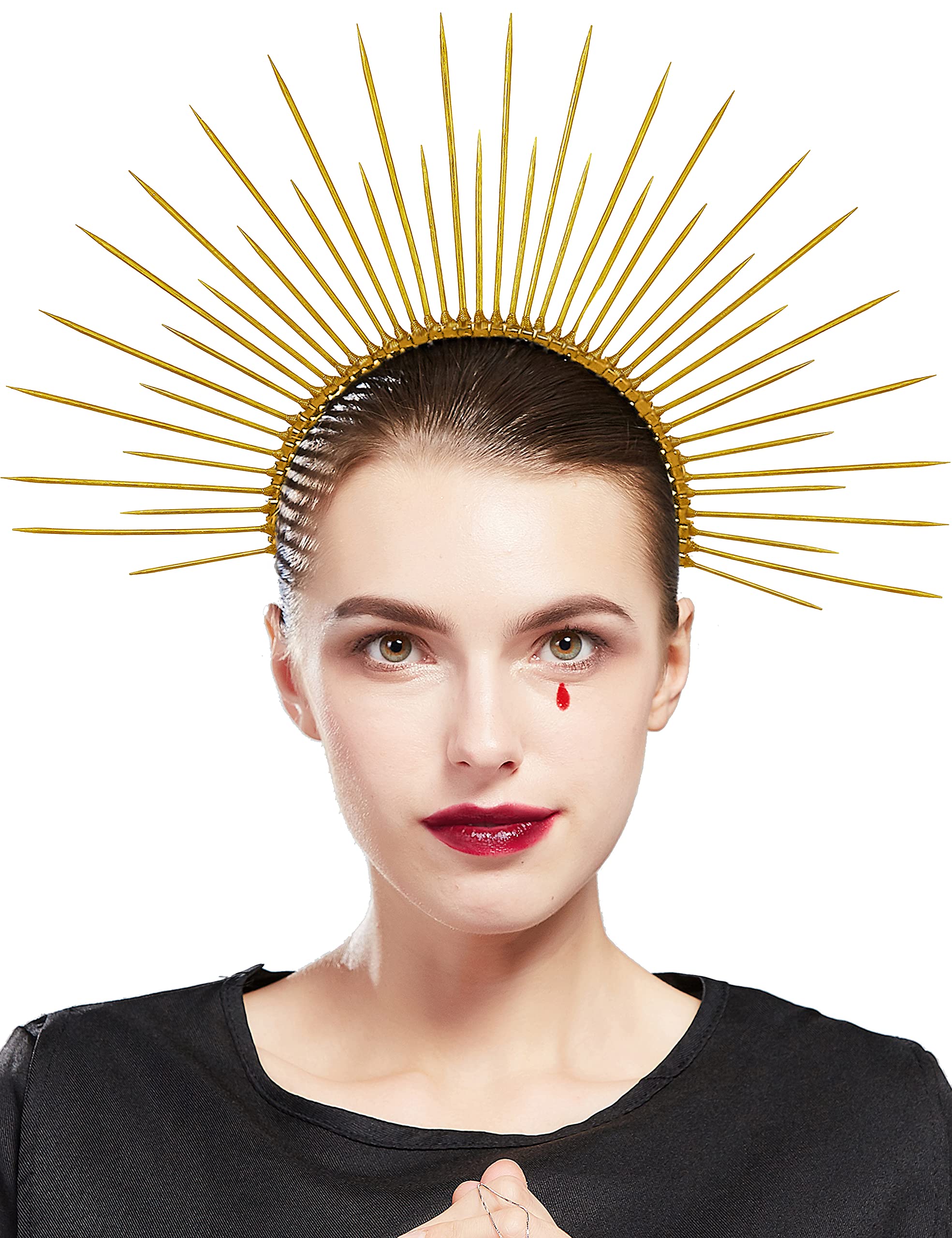 Fantherin Mary Halo Crown front view highlights the spiked halo for bold cosplay looks.
