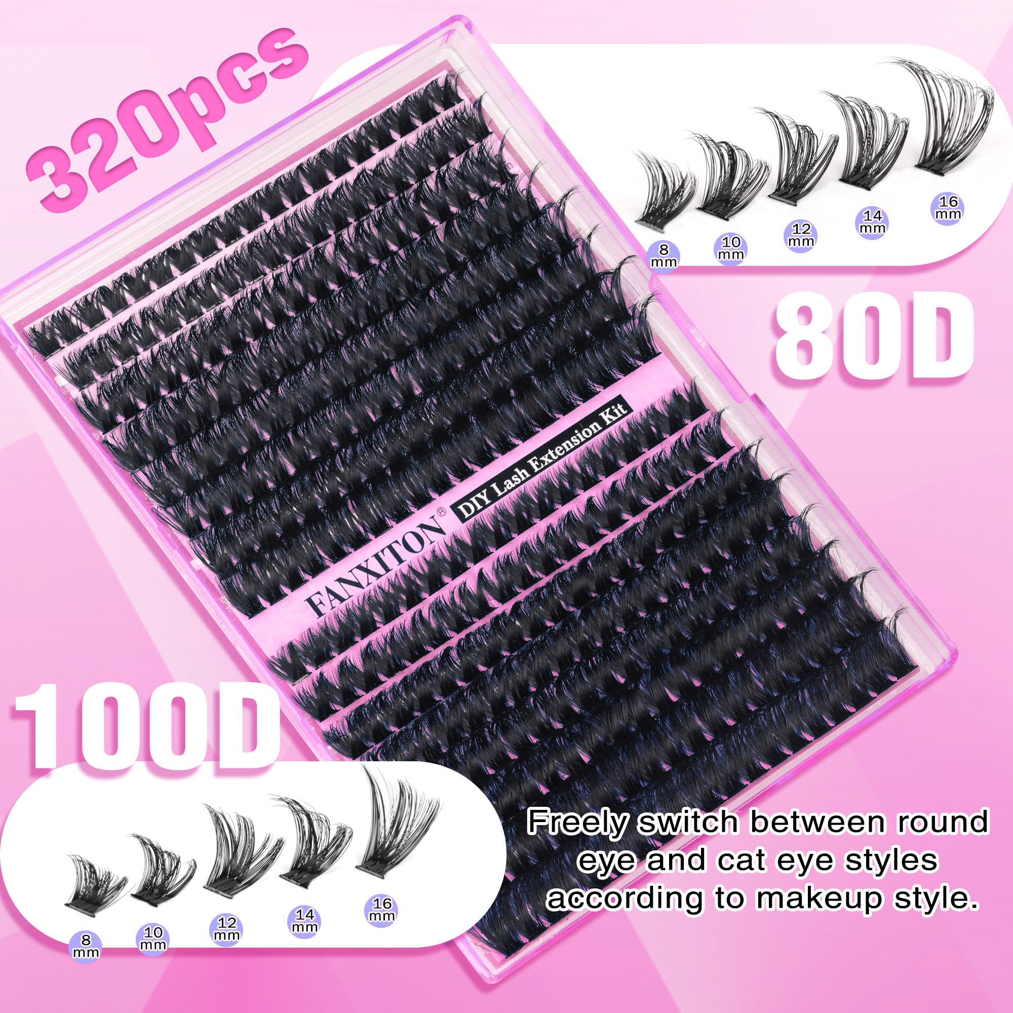 FanXiton 100D lashes displayed for fuller volume look