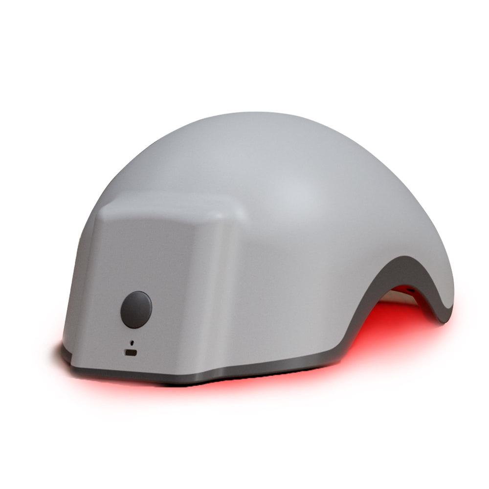 Hair Growth Device in laser helmet showing full scalp coverage for convenient sessions