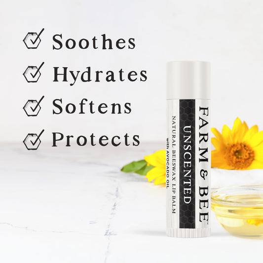 Farm & Bee lip balm with avocado oil delivers nourishing moisture