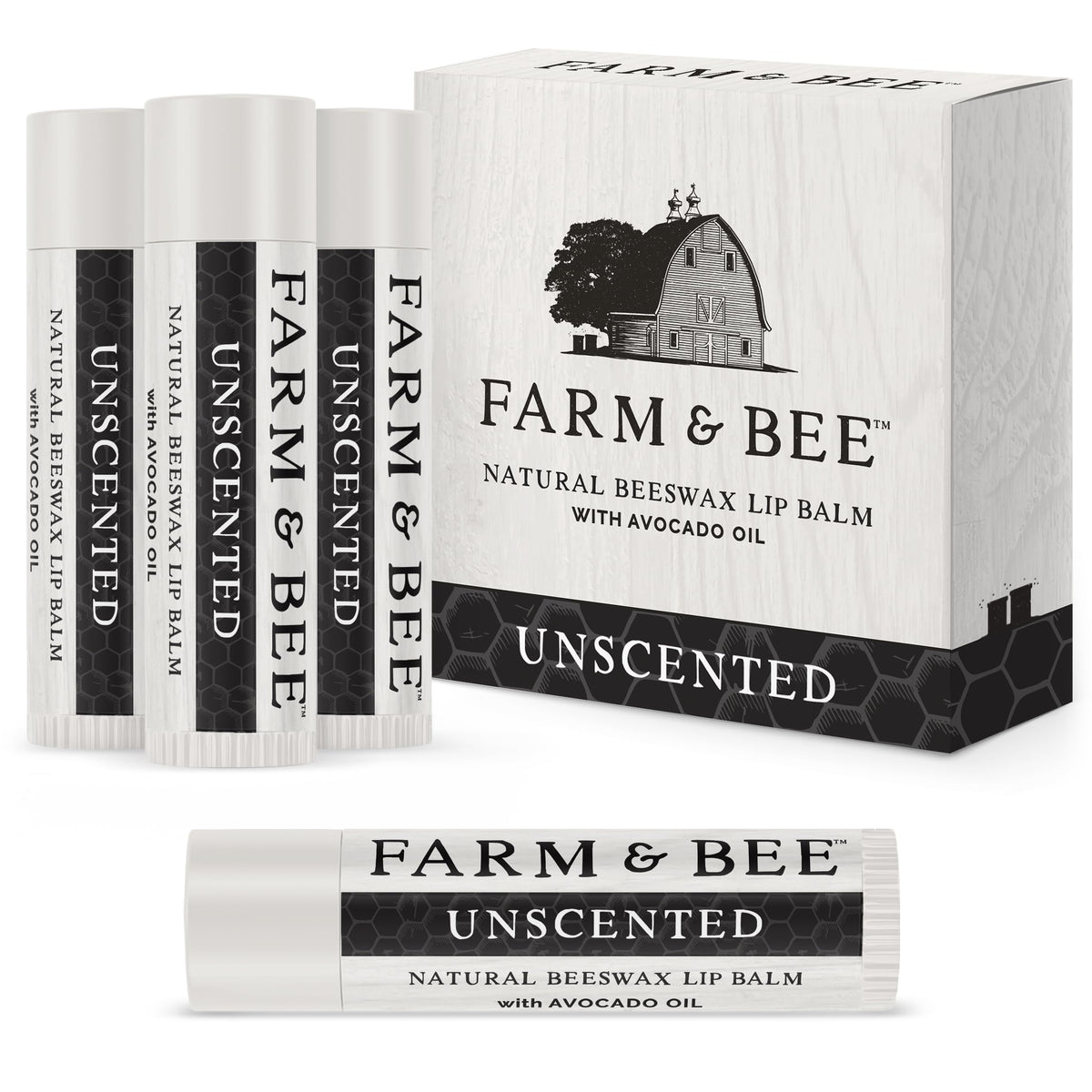 Farm & Bee lip balm unscented pack provides daily hydration for lips