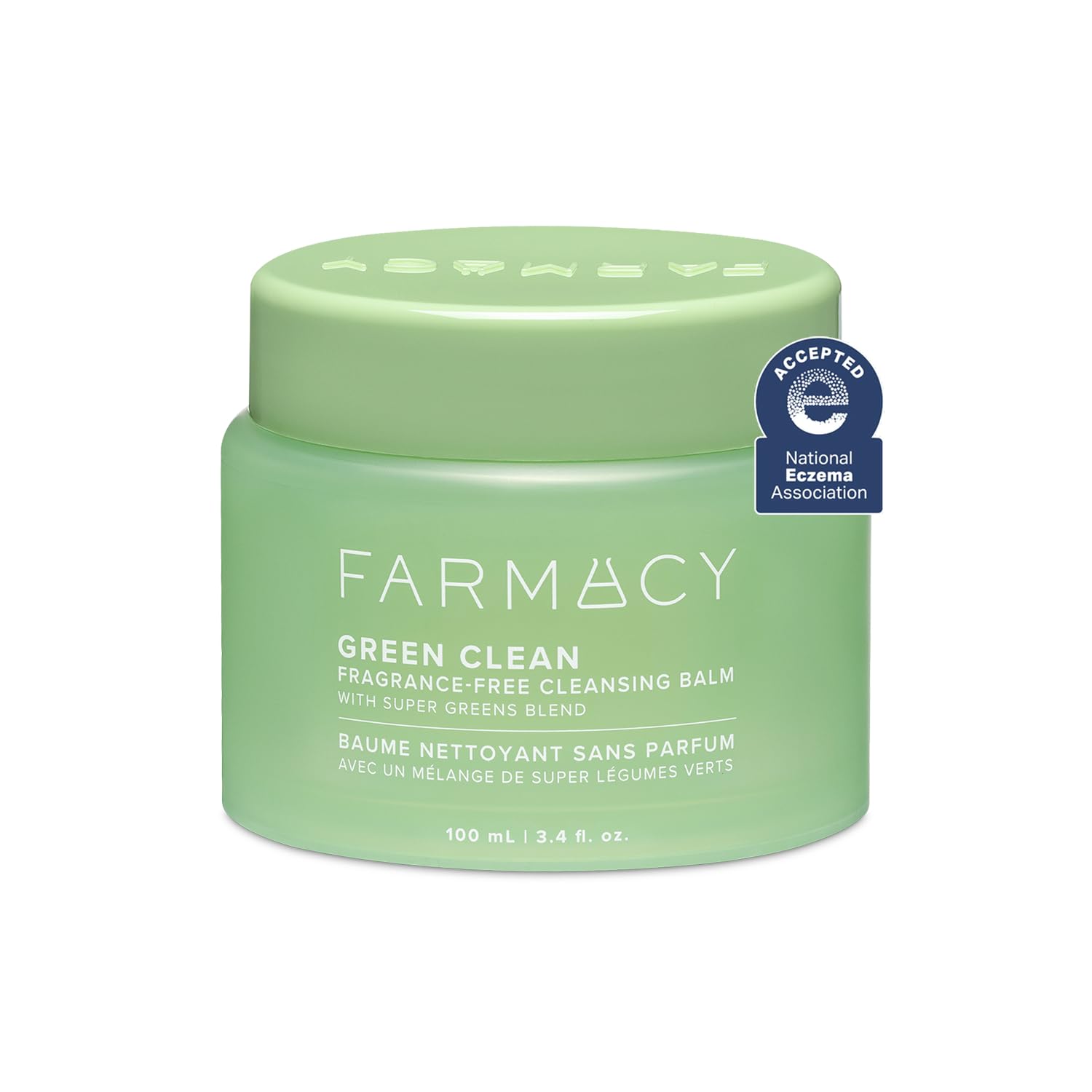 Farmacy Green Clean remover balm jar shown for fragrance-free makeup removal