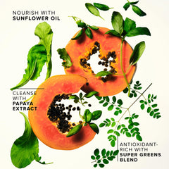 Farmacy Green Clean upcycled greens blend supports bright, balanced skin after cleansing