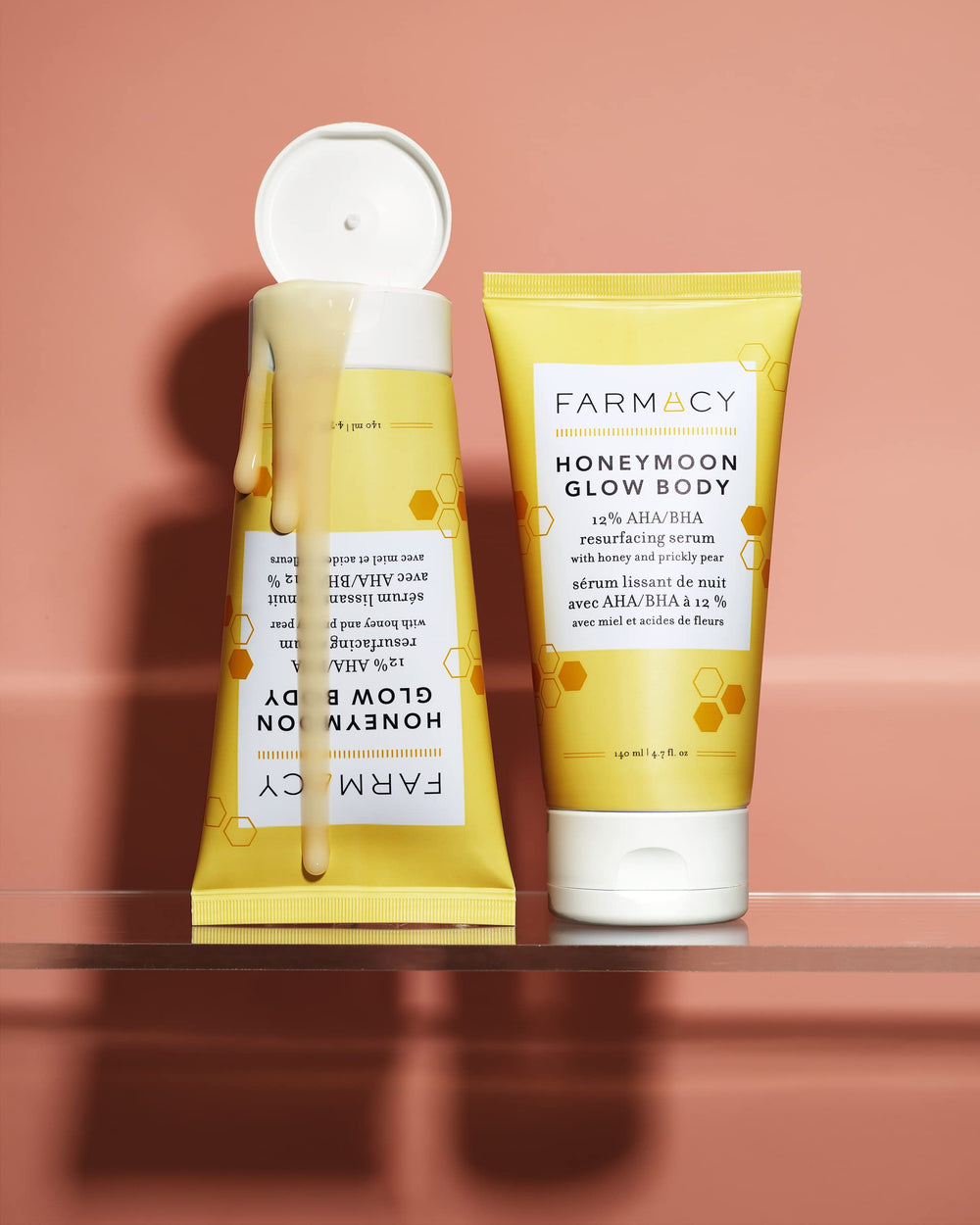 Farmacy Honeymoon Glow Body packaging box displaying brand name and product identity