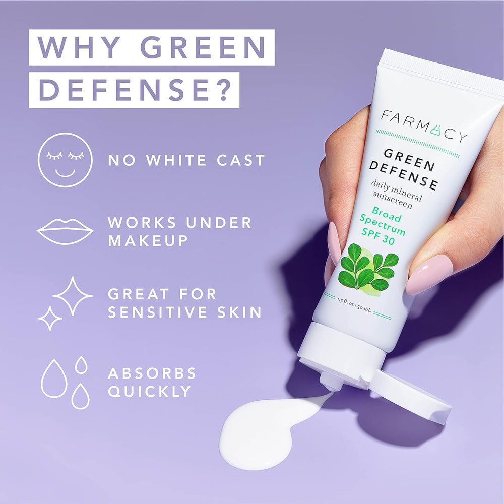Farmacy Mineral Face Sunscreen SPF 30 daily routine image with glow.