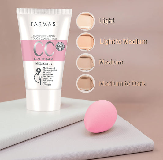FARMASi CC Cream swatch in medium shade showing natural tone.