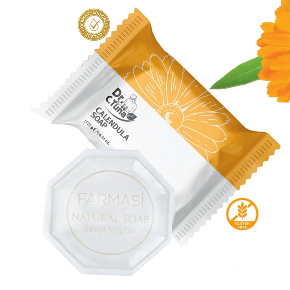 FARMASi calendula flower close-up highlights natural ingredients.