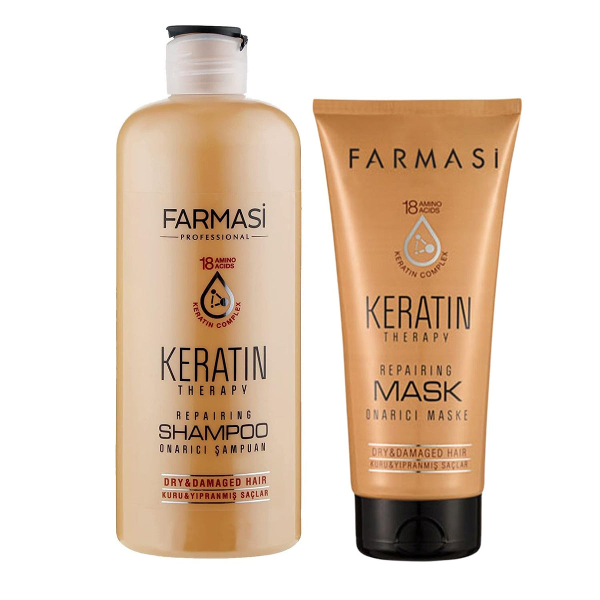 FARMASi Keratin Therapy Shampoo bottle pours for a smooth cleanse